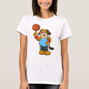 Camiseta Cachorro como jogador de basquetebol