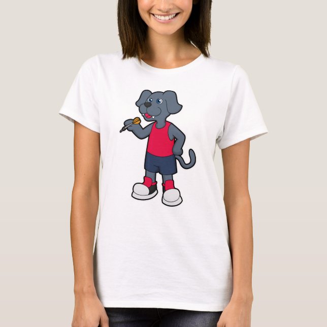 Camiseta Cachorro como jogador de dardos com dardos (Frente)