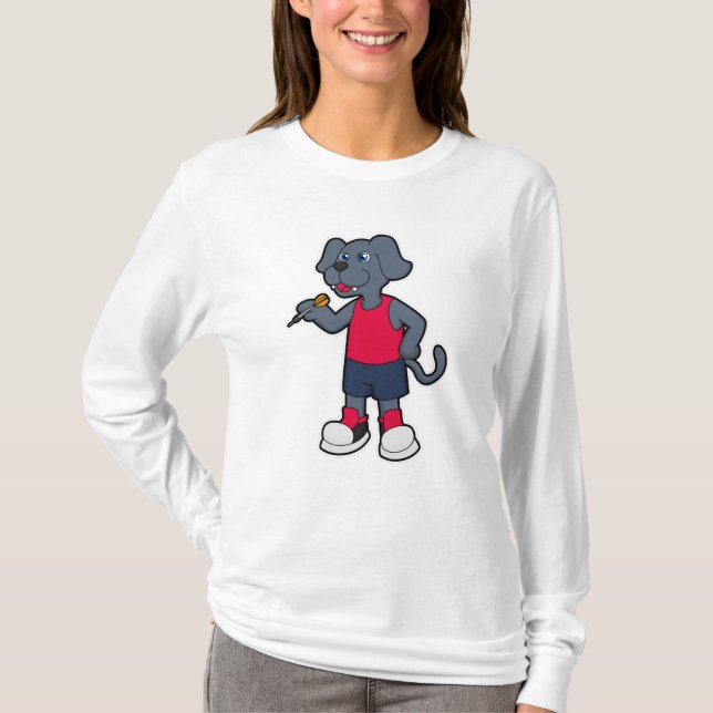 Camiseta Cachorro como jogador de dardos com dardos (Frente)
