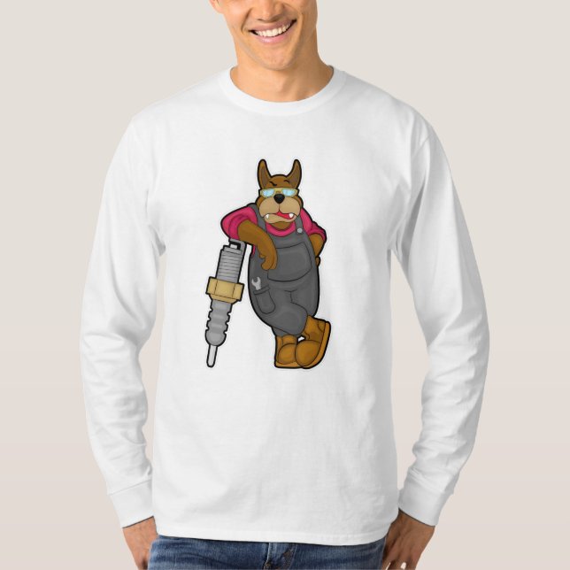 Camiseta Cachorro como mecânico com troca de faísca (Frente)