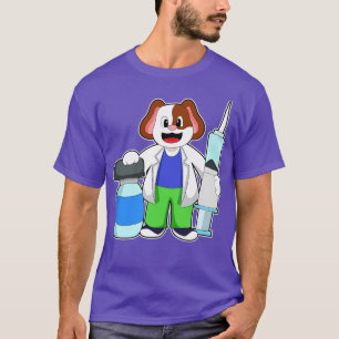 Camiseta Cachorro como Médico com Seringa