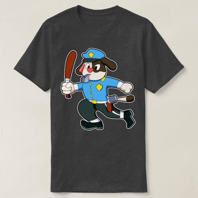 Camiseta Cachorro como oficial de polícia com Polícia de Ba (Frente do Design)