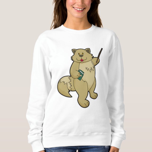 Camiseta Cachorro como professor com livro e ponteiro (Frente)