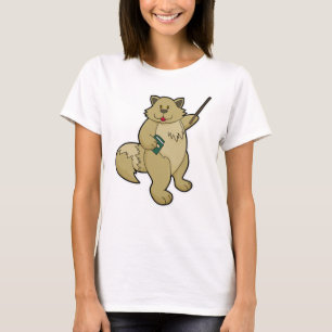 Camiseta Cachorro como professor com livro e ponteiro