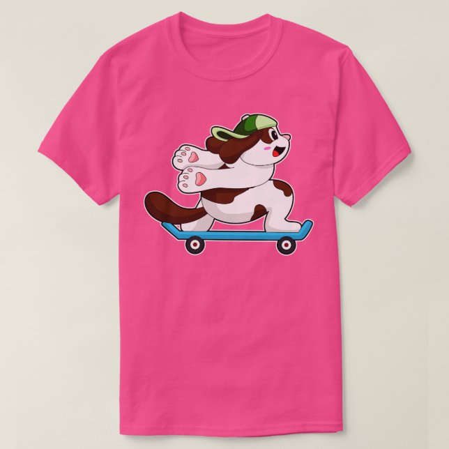 Camiseta Cachorro como skater com skate (Frente do Design)
