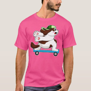 Camiseta Cachorro como skater com skate