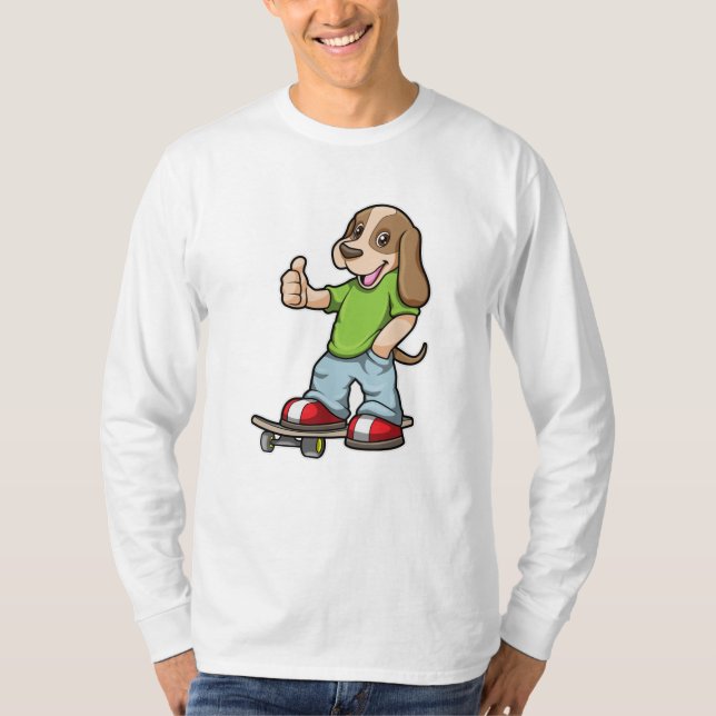 Camiseta Cachorro como skater com skate (Frente)
