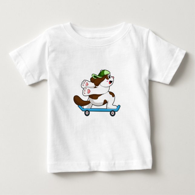 Camiseta Cachorro como skater com skate (Frente)