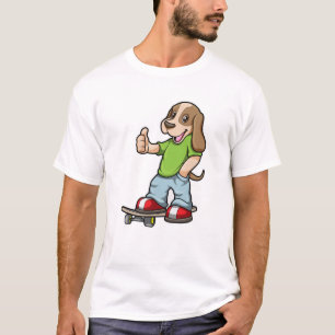 Camiseta Cachorro como skater com skate