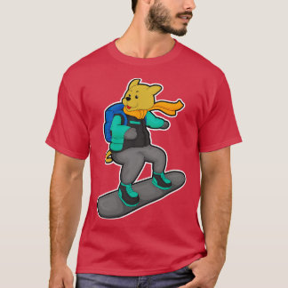 Camiseta Cachorro como Snowboarder com mochila Snowboard
