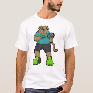 Camiseta Cachorro como Tênis com raquete Tênis