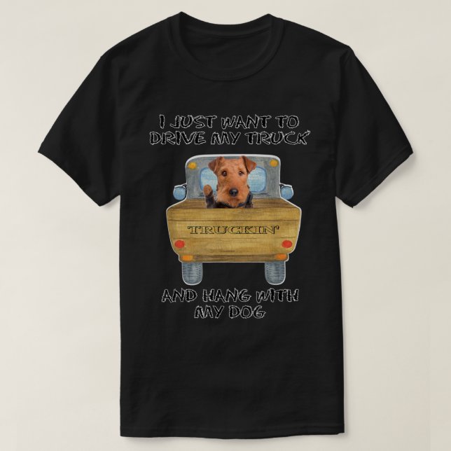 Camiseta Cachorro Condutor de Caminhões Airedale Terrier (Frente do Design)