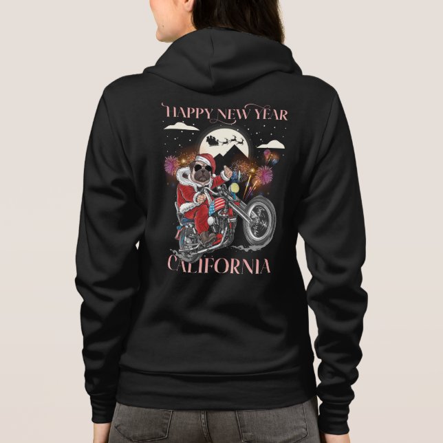 Camiseta Cachorro Conduz Moto À Califórnia (Verso)