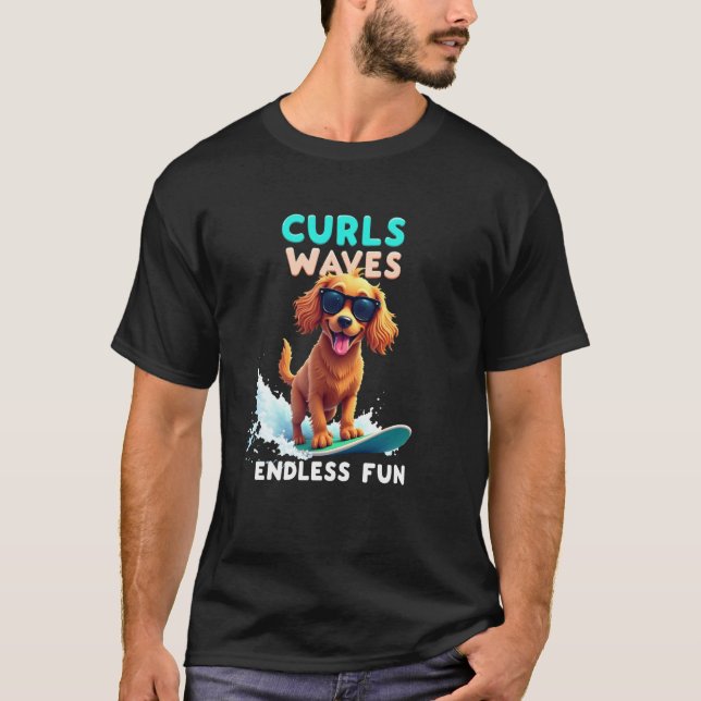 Camiseta Cachorro Cool Cocker Spaniel Surfando (Frente)