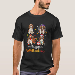 Camiseta Cachorro-coqueiro-espanhol Halloween Natal Feliz H