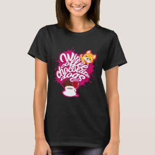 Camiseta Cachorro Corgi  Cachorro Corgi Bebendo Café Vinho 