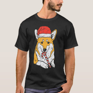 Camiseta Cachorro Corgi com Chapéu de Papai Noel Natal Xmas