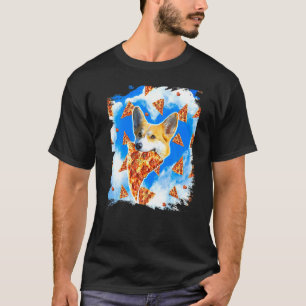 Camiseta Cachorro Corgi Comendo Pizza Coração Nuvens Amor