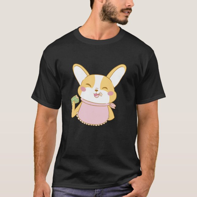 Camiseta Cachorro Corgi Comendo Tamales Comida Mexicana (Frente)