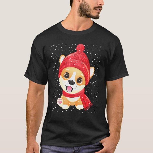 Camiseta Cachorro Corgi de Natal Fofo (Frente)