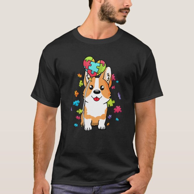 Camiseta Cachorro Corgi de Puzzles do Coração da Conscienti (Frente)