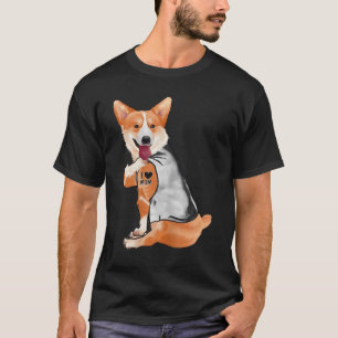 Camiseta Cachorro Corgi Eu Amo Mãe Tatuado Dia das Mães