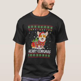 Camiseta Cachorro Corgi Feliz Corgmas Papai Noel Corgi Nata