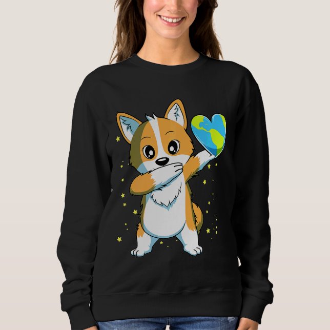 Camiseta Cachorro Corgi Feliz Dia da Terra Meninas (Frente)