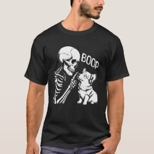 Camiseta Cachorro Corgi Fofo Boop Mão Esqueleto Halloween S