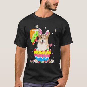 Camiseta Cachorro Corgi Fofo Caça Ovos Coelho Dia de Páscoa