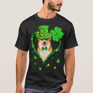 Camiseta Cachorro Corgi Fofo Dia de São Patrício Pai Mãe