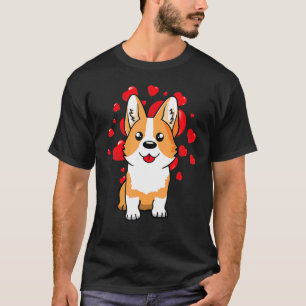 Camiseta Cachorro Corgi Fofo Dia dos Namorados Coração de A