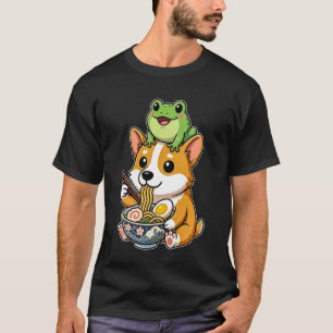 Camiseta Cachorro Corgi Fofo e Engraçado e Sapo Comendo Ram