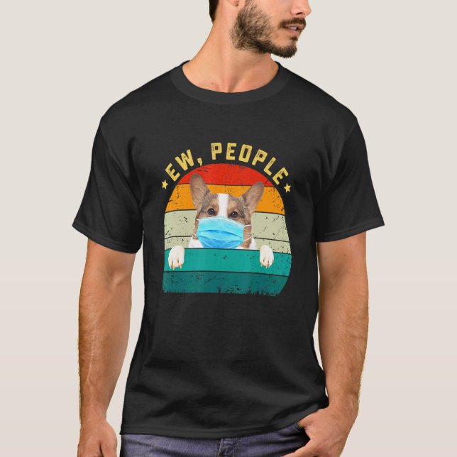 Camiseta Cachorro Corgi Fofo Máscara Facial Pessoas Ew Cach (Frente)