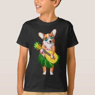 Camiseta Cachorro Corgi Havaiano E Verão Ukulele De Abacaxi