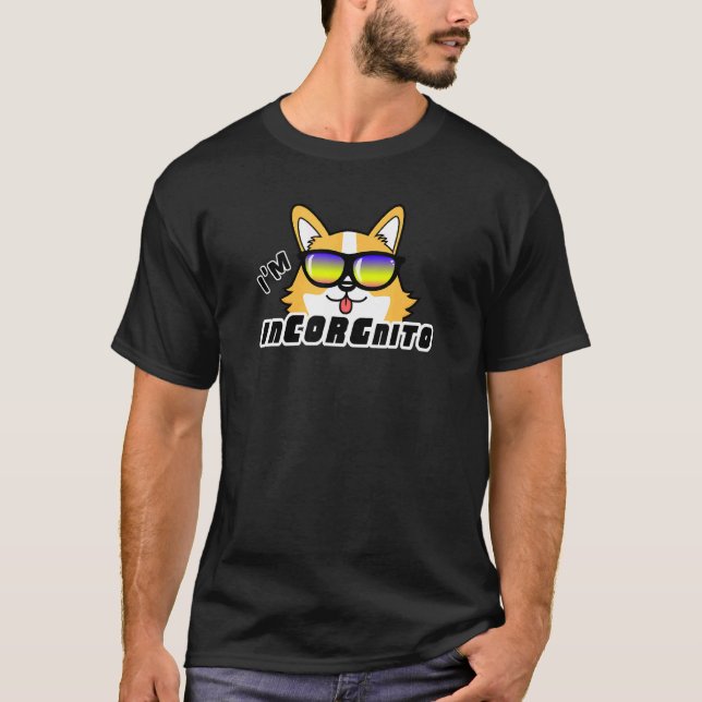 Camiseta Cachorro Corgi Incrível Anônimo Incórgnito (Frente)