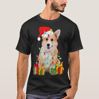 Camiseta Cachorro Corgi Luzes de Natal Cachorrinho