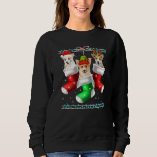 Camiseta Cachorro Corgi Meias de Natal Xmas Pajama Pet Pupp