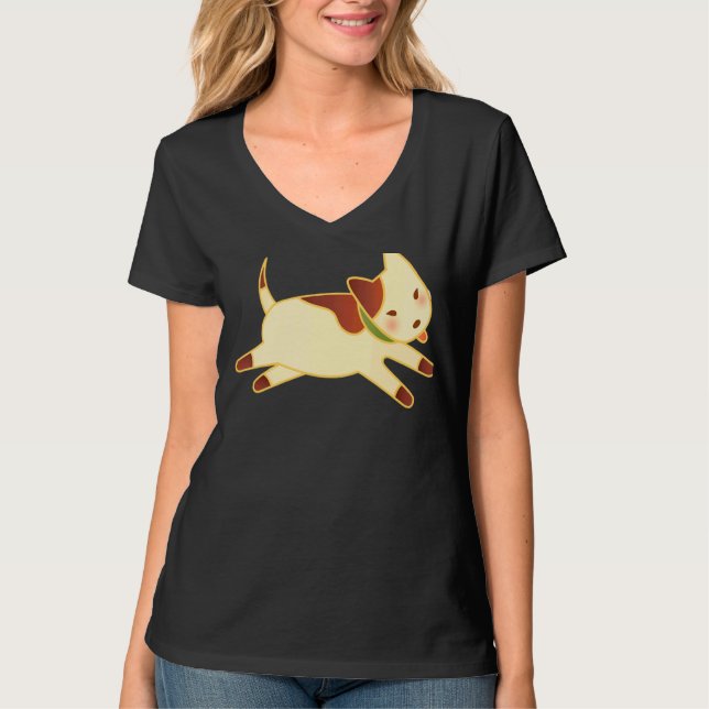 Camiseta Cachorro Corrente Em Cute Marrom (Frente)