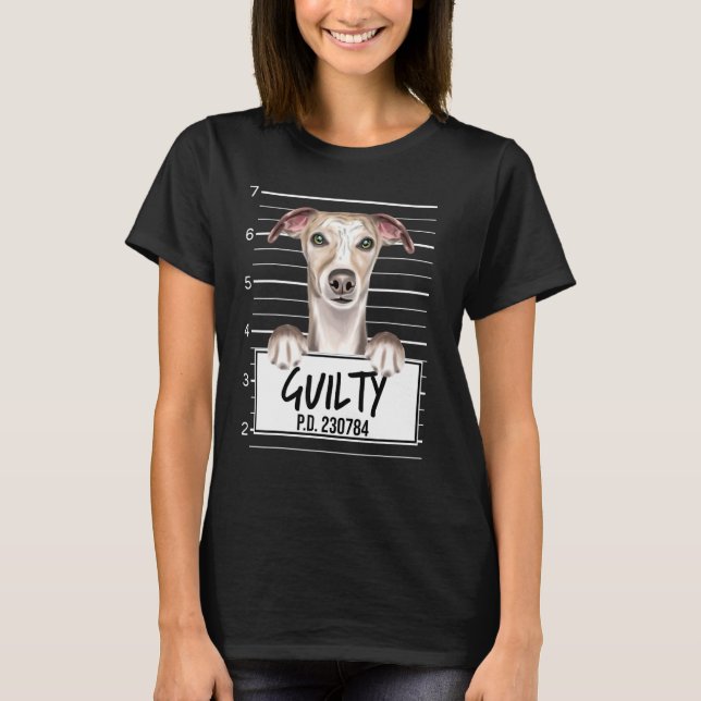 Camiseta Cachorro Culpado de Whip Mugshot (Frente)