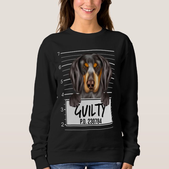Camiseta Cachorro Culpado Mugshot Bluetick Coonhound (Frente)