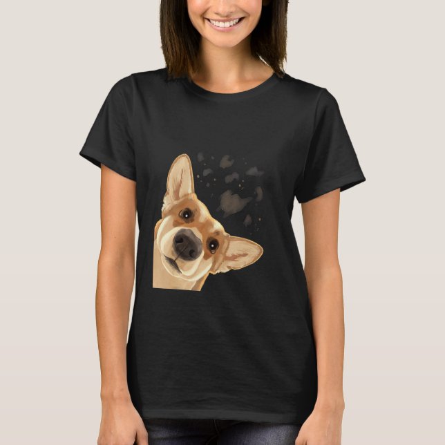 Camiseta Cachorro Curioso Welsh Corgi (Frente)