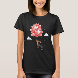 Camiseta Cachorro Cute Dachshund do Dia dos Namorados Coraç