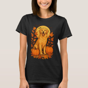 Camiseta Cachorro Cute Golden Retriever Folhas de Outono Ab