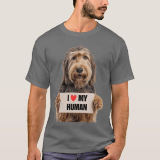 Camiseta Cachorro Cute Otterhound com Placa Eu amo meu Huma