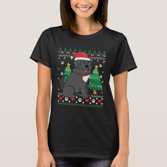 Camiseta Cachorro da Árvore de Natal de Terra Nova (Frente)