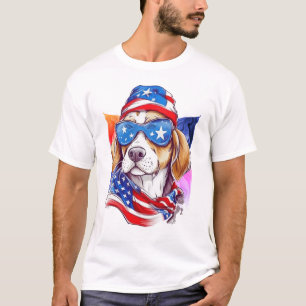 Camiseta Cachorro da Bandeira Americana 4 de Julho