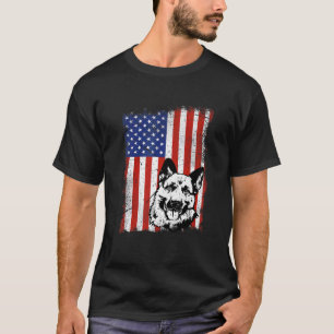 Camiseta Cachorro da Bandeira Americana Pastor Alemão