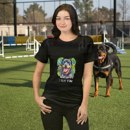 Camiseta Cachorro da Família Rottweiler em Cor de Água Abst