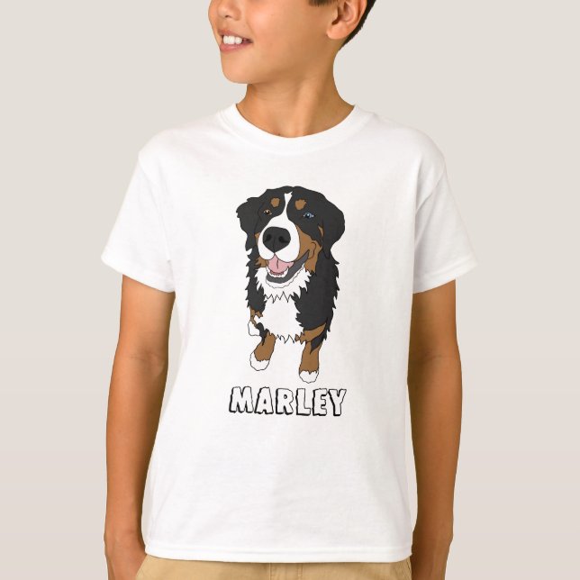 Camiseta Cachorro da Montanha Bernese Azul (Frente)